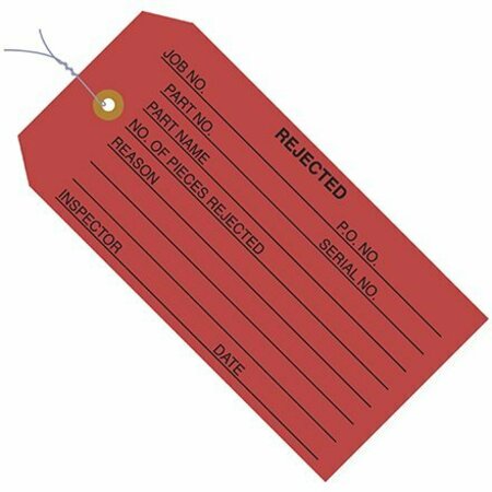 BSC PREFERRED 4 3/4 x 2-3/8'' - ''Rejected'' Inspection Tags - Pre-Wired, 1000PK S-928PW